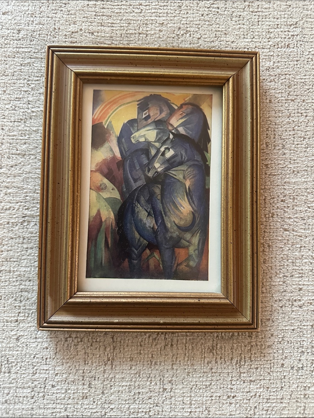 Vintage 1980s Framed Franz Marc “The Tower of Blue Horses” Art Print